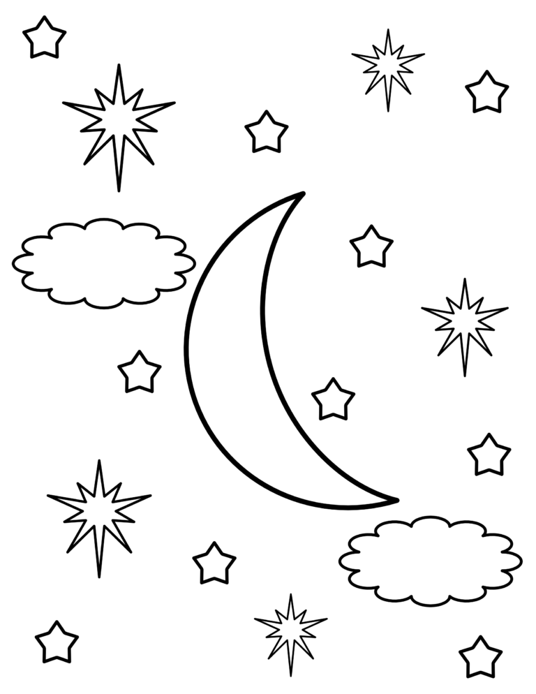 Paint the Night Sky Coloring Page for Kids - Lit'l Lessons