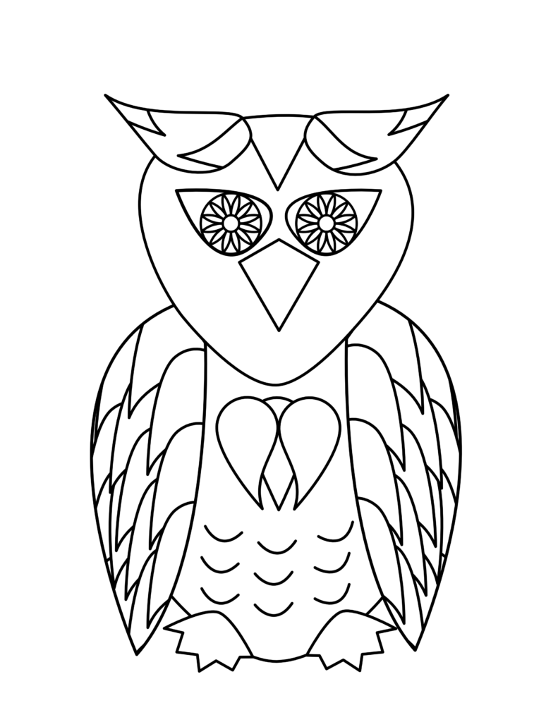 Coloring page of an owl