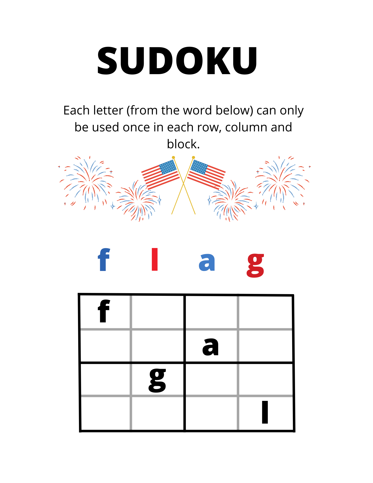 Flag sudoku puzzle