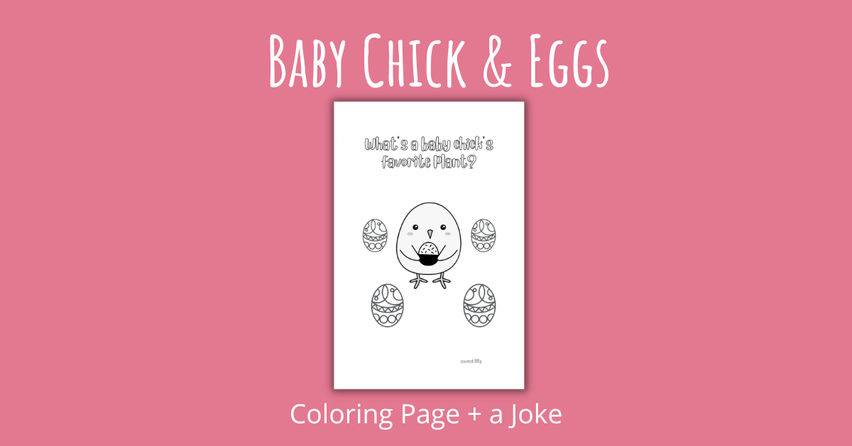 Baby Chick and Eggs Coloring Page + a Joke