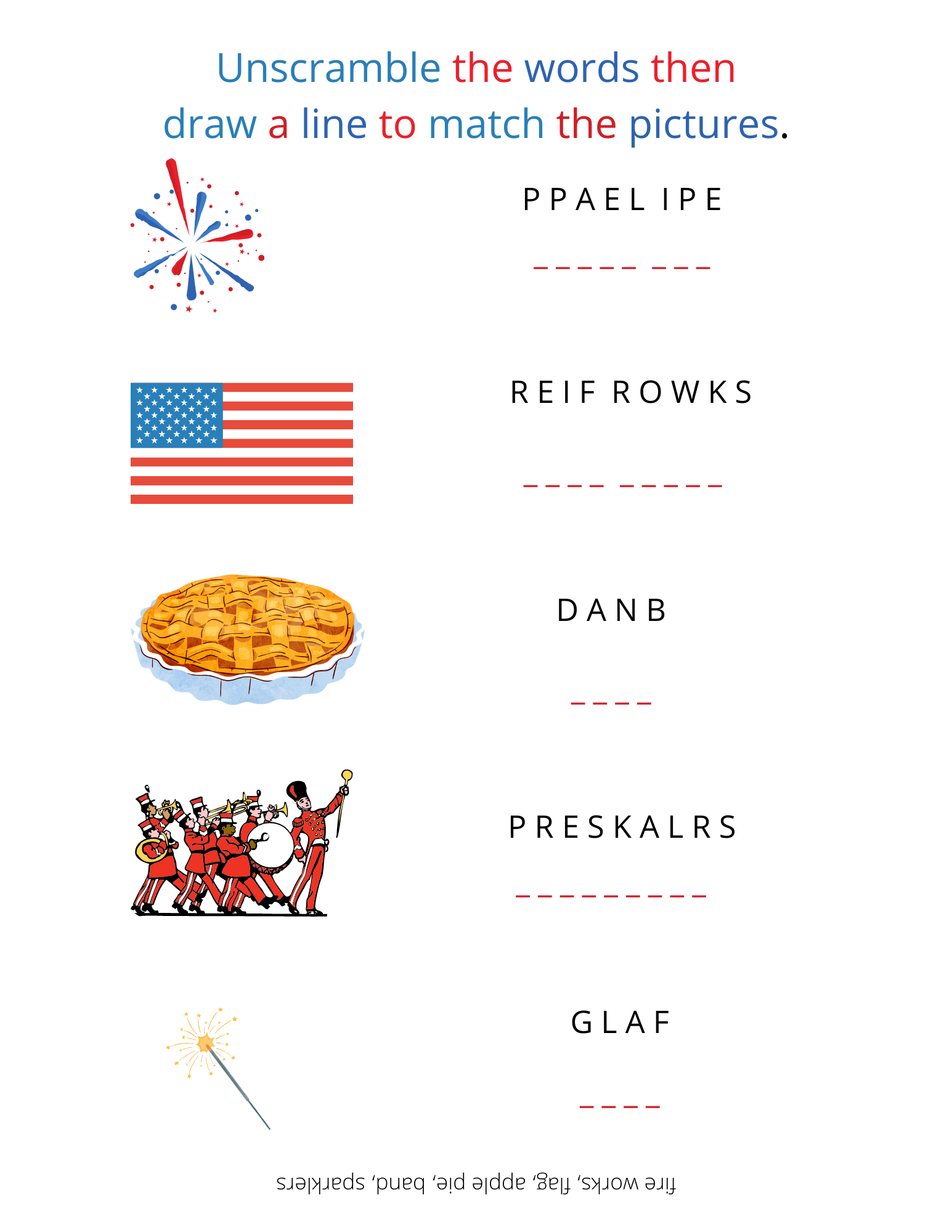 Independence Day Word Unscramble