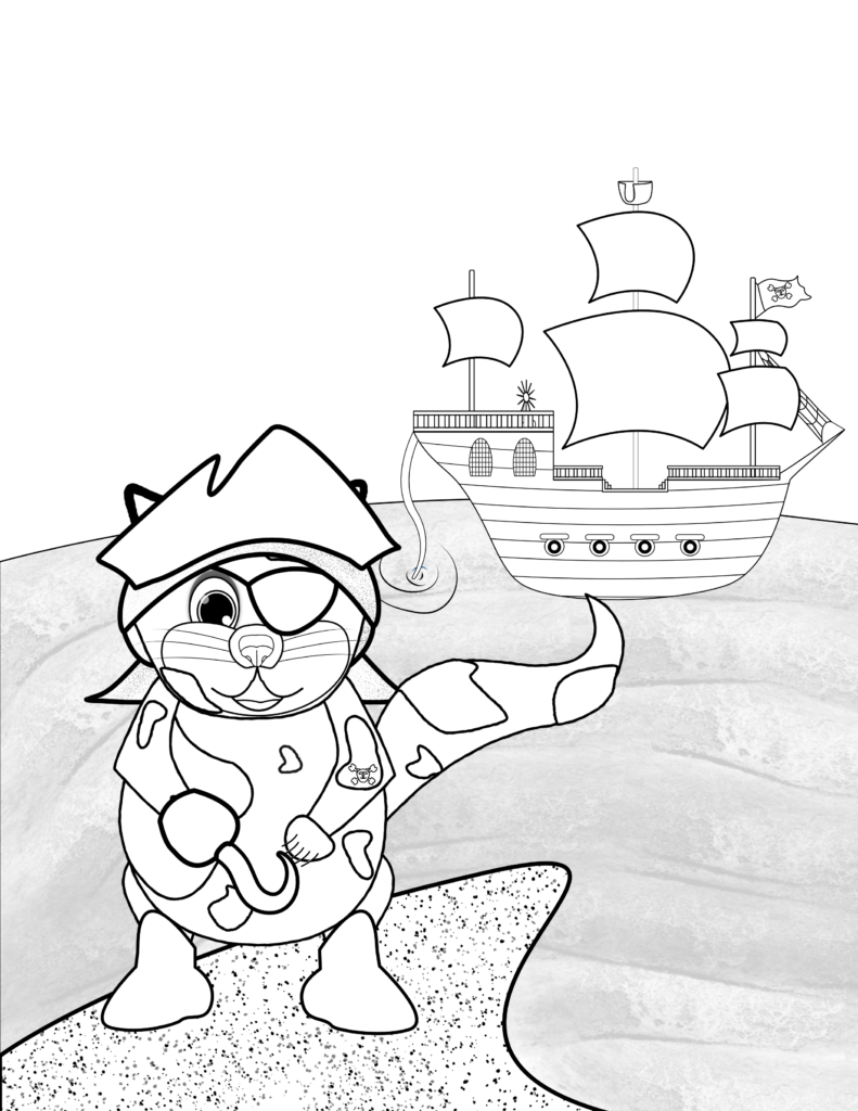 Kedi Pirate Coloring Page