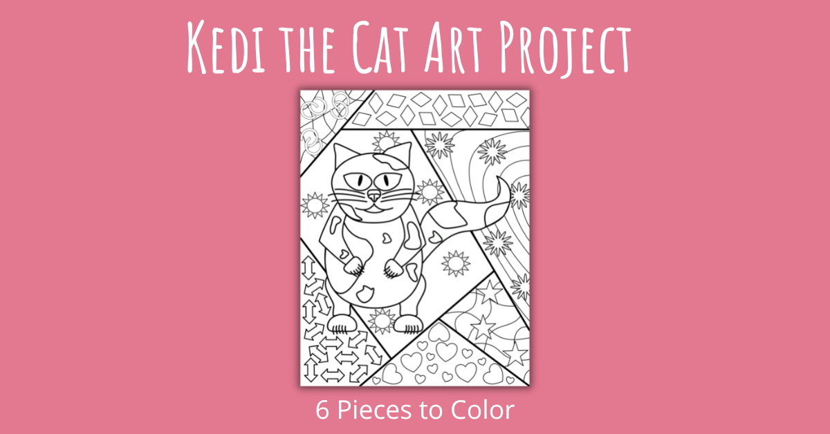 Kedi the Cat Art Project 6 Pieces to Color
