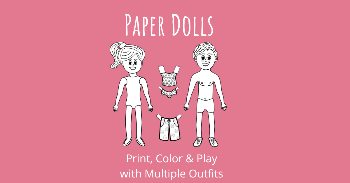 Paper Dolls Print, Color and Play with Multiple Outfits