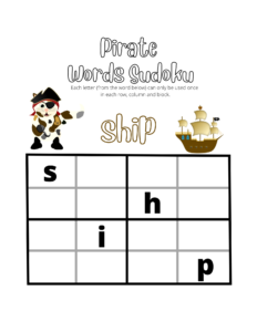 Pirate letter sudoku