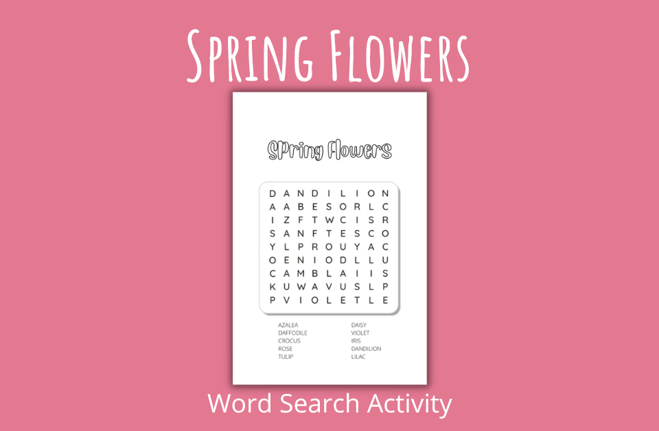 Spring Flowers Word Search Activity