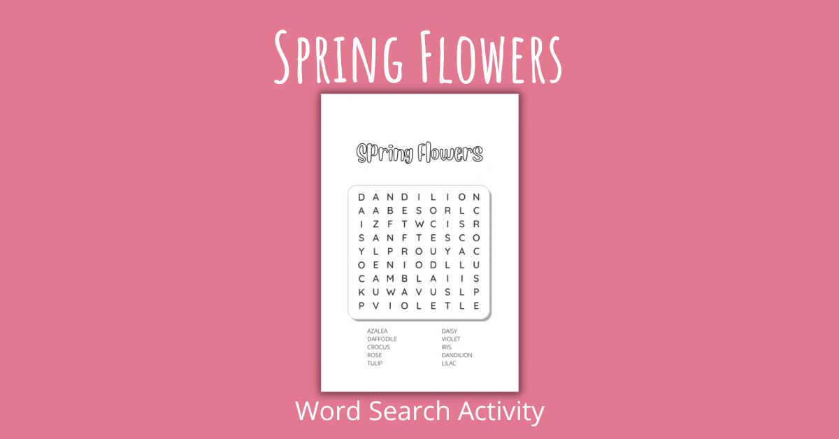 Spring Flowers Word Search Activity
