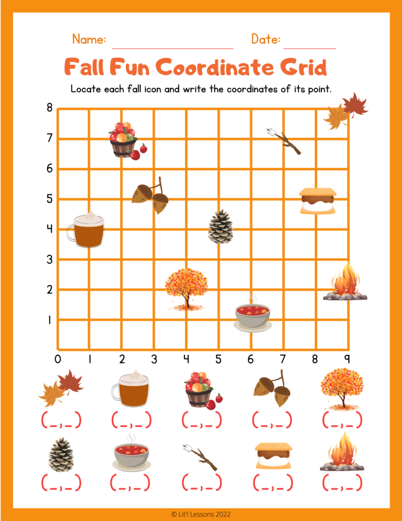 Fall Coordinate Grid Worksheets 791x1024 