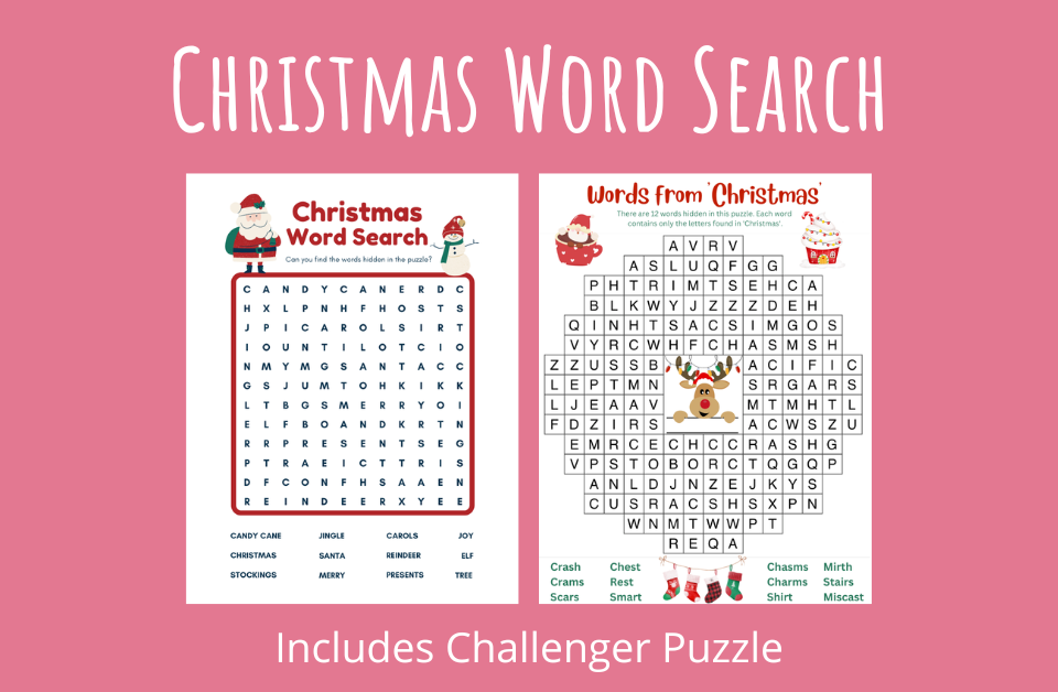 Christmas Word Search Including Challenger Level