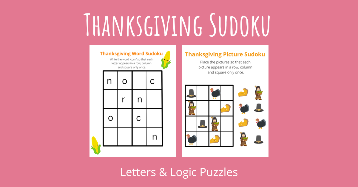Thanksgiving Sudoku Letters and Logic Puzzles