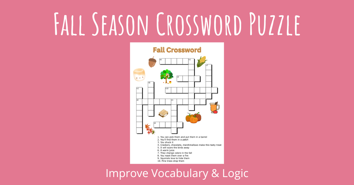 Fall Season Crossword Puzzle Improve Vocabulary and Logic