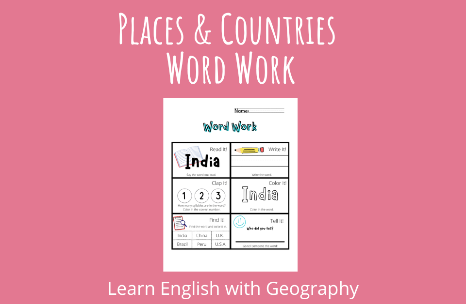 Places and Countries Word Work