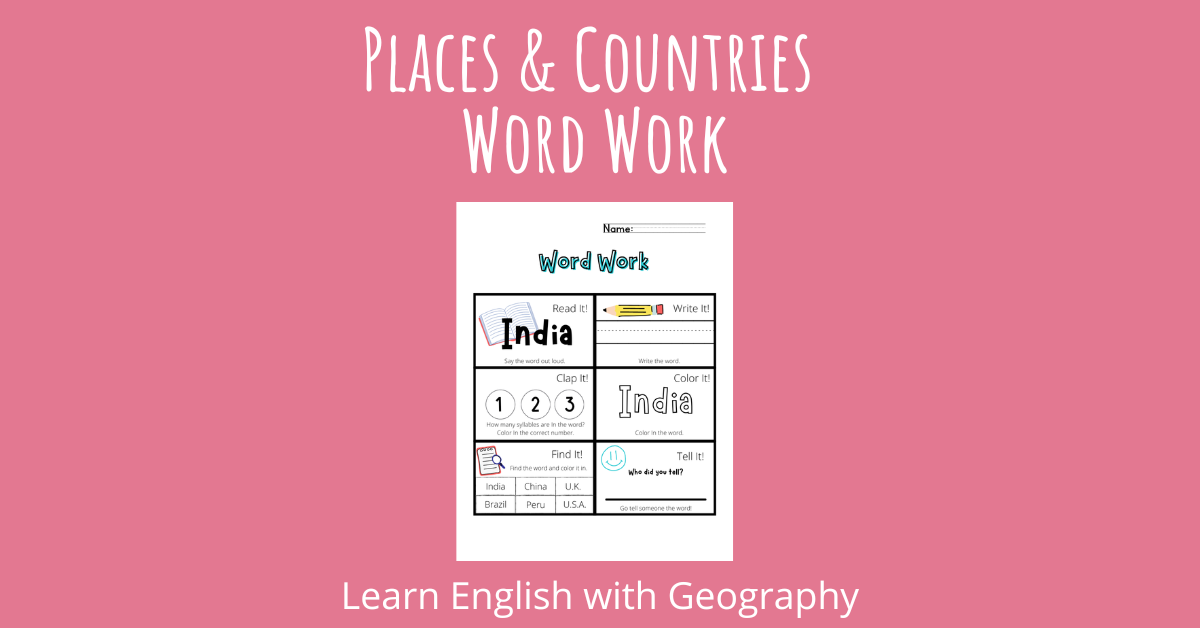 Places and Countries Word Work