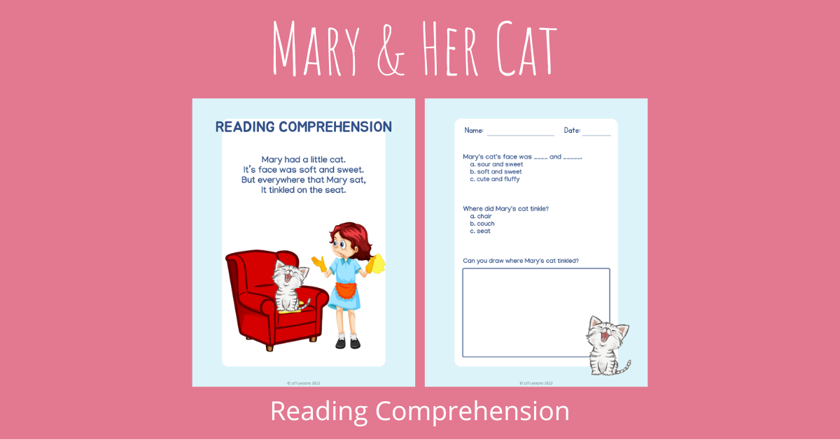 Mary and her cat reading comprehension