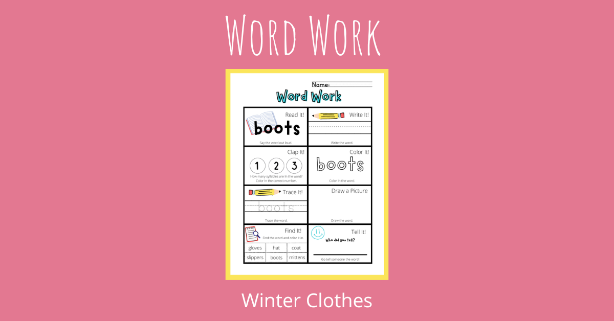 Winter Clothes Word Work